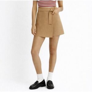 NWT Jason Wu Envelope A Line Faux Wrap Mini Skirt XS Belted Academia MSRP $240